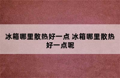 冰箱哪里散热好一点 冰箱哪里散热好一点呢